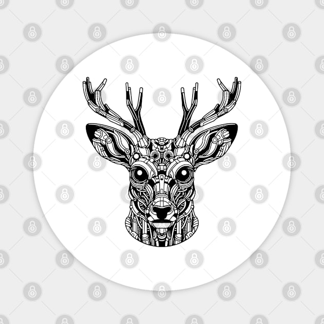 Biomechanical Deer: An Advanced Futuristic Graphic Artwork with Abstract Line Patterns Magnet by AmandaOlsenDesigns